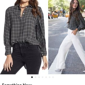 Something Navy Flannel Blouse